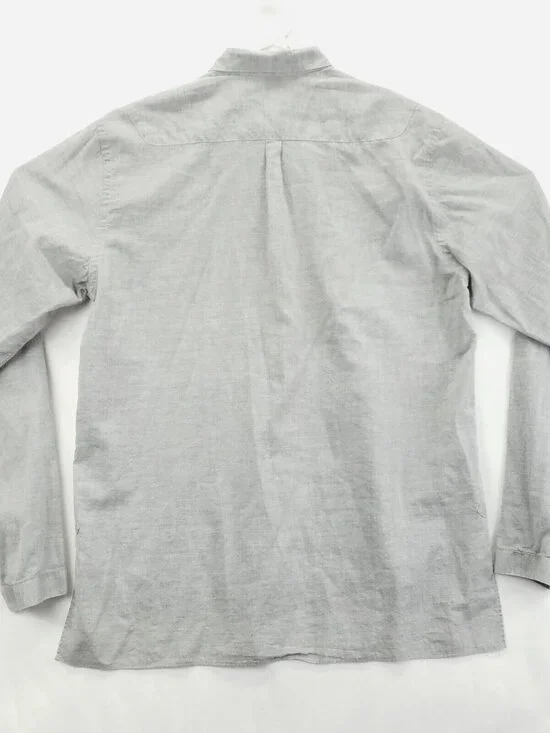 Zara Man Shirt Men Medium Gray Cotton Long Sleeve Classic Button-Up - Picture 2 of 10